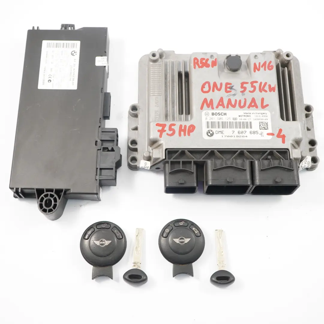 55KW N16 75HP Petrol Engine ECU Kit DME CAS3 + Keys to Mini R56 LCI One with Part number 7607685 Mini R56 LCI One 55KW N16 75HP Petrol Engine ECU Kit DME CAS3 + Keys - SKU 7607685-4 - Part number 7607685