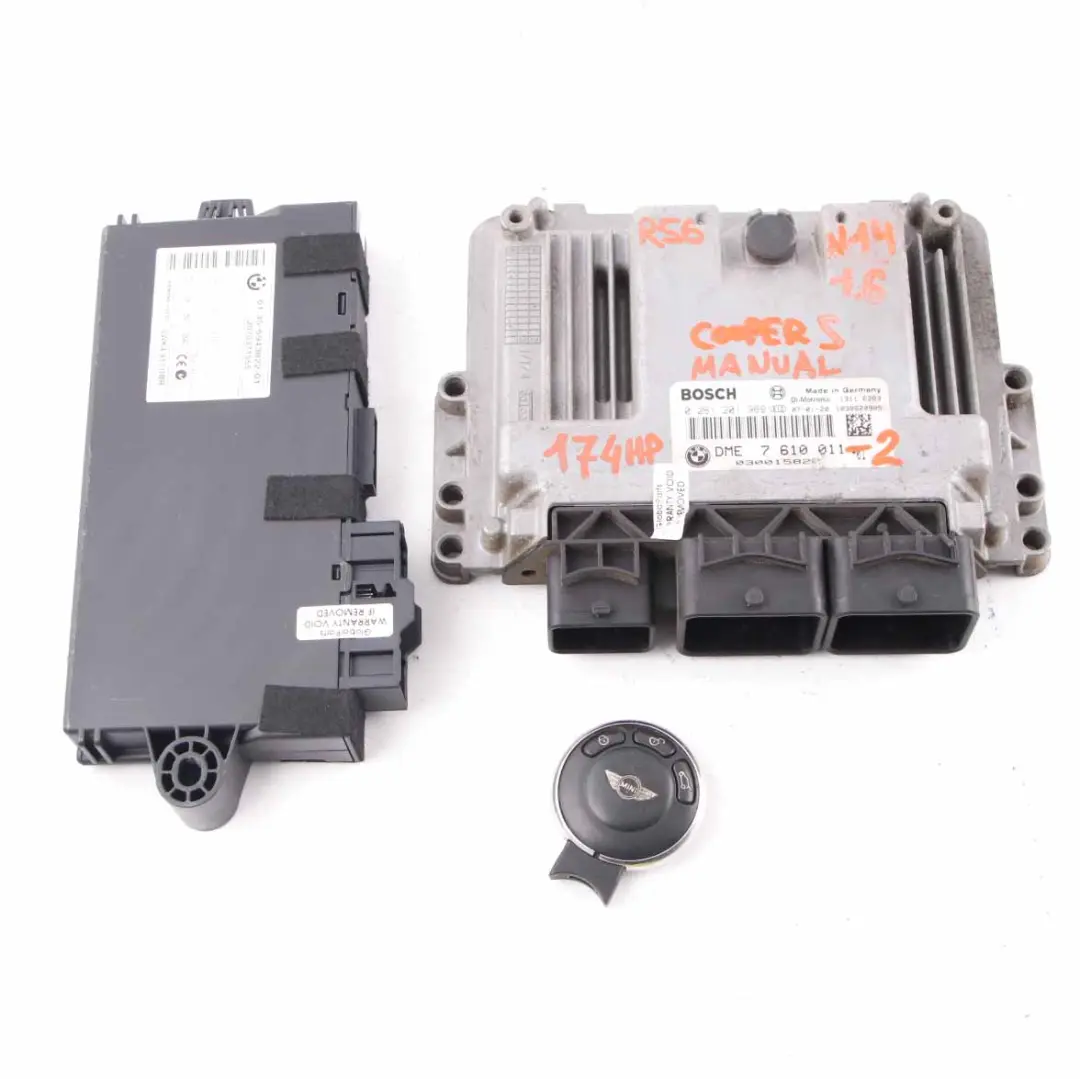 ECU Control Unit Kit DME CAS3 Key Manual to Mini Cooper S R56 R57 N14 1.6 with Part number 7610011 Mini Cooper S R56 R57 N14 1.6 ECU Control Unit Kit DME CAS3 Key Manual - SKU 7610011-2 - Part number 7610011