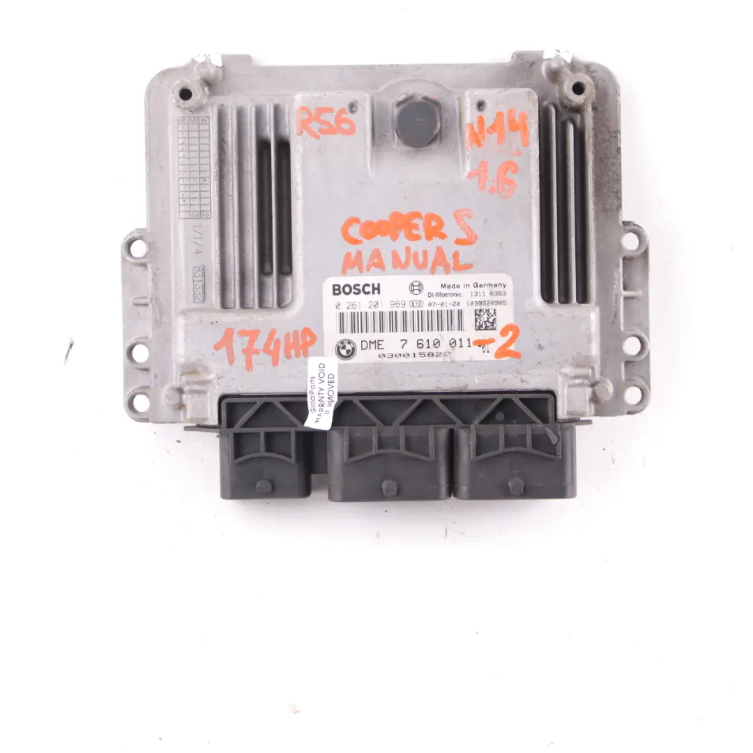 Mini R56 R57 N14 1.6 ECU Unidad De Control Kit DME CAS3 Clave Manual - SKU 7610011-2 - Número de pieza 7610011