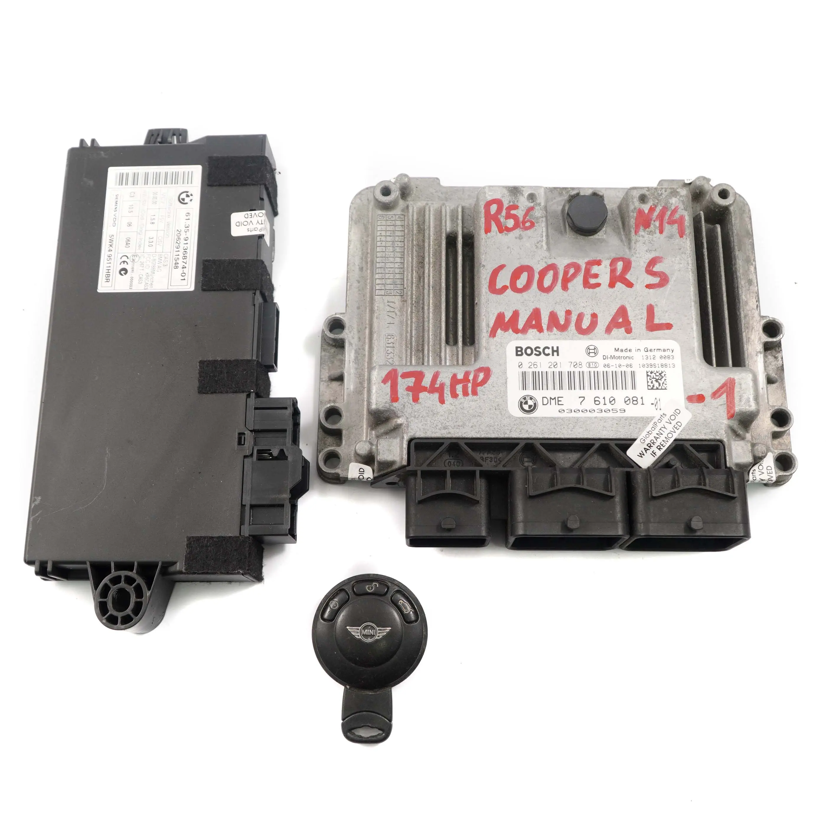 Mini R55 R56 Moteur N14 1.6 174HP Kit ECU DME 7610081 CAS3 + Manuel De Clé