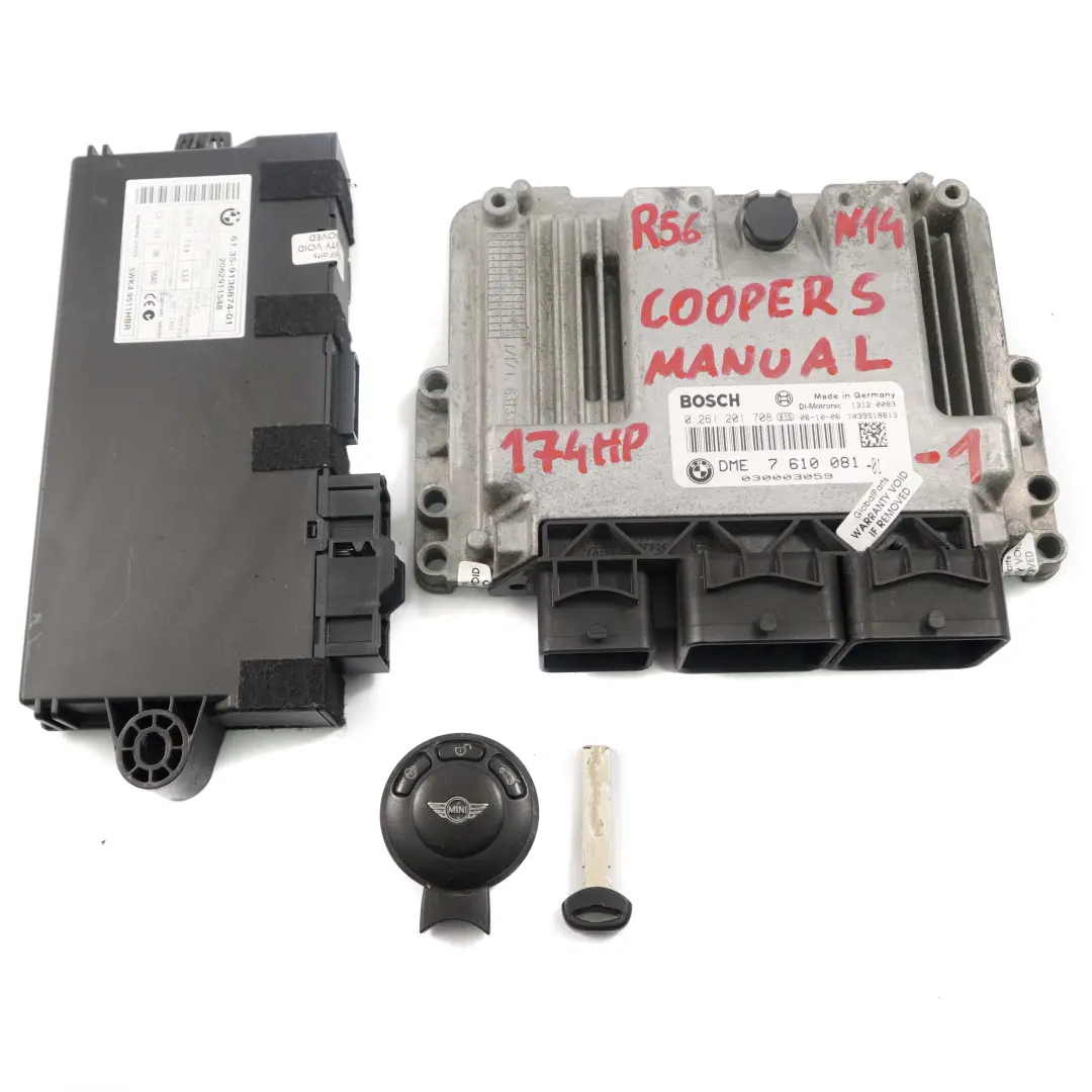 Mini R55 R56 Engine N14 1.6 174HP ECU Kit DME 7610081 CAS3 + Key Manual - SKU 7610081-1 - Part number 7610011