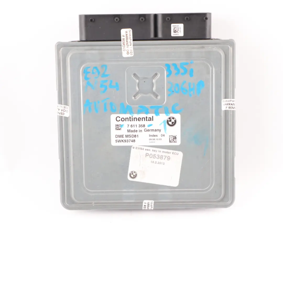 BMW E90 E92 335i Petrol N54 ECU Kit Control Unit DME CAS3 Key Automatic - SKU 7611358-1 - Part number 7611358