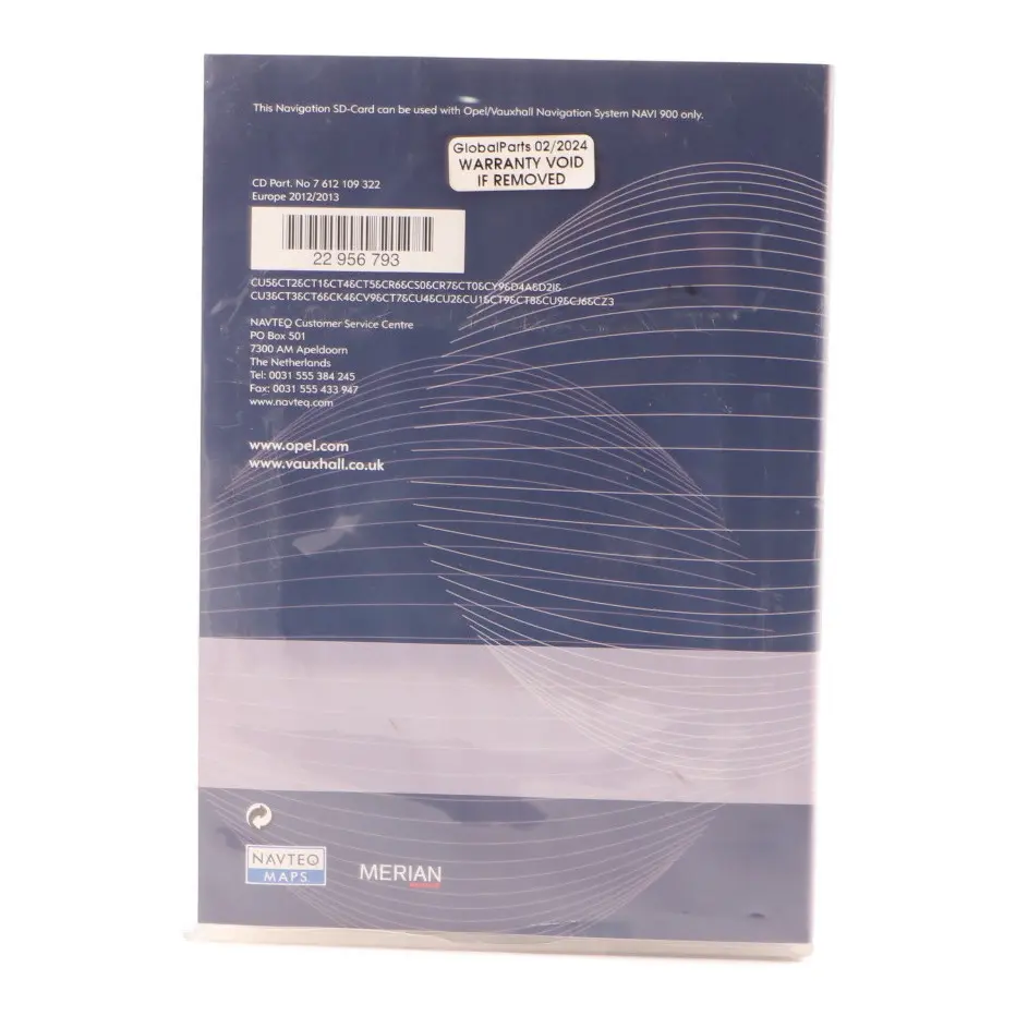 Card Road Map Navigation Europe to Vauxhall SD with Part number 7612109322 Vauxhall SD Card Road Map Navigation Europe - SKU 7612109322 - Part number 7612109322
