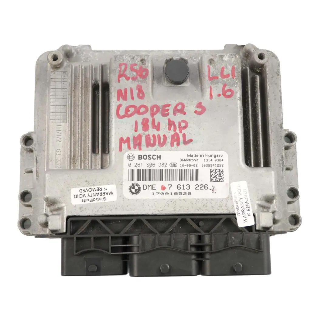 Mini R55 R56 R57 LCI N18 1.6 184HP ECU Unidad De Control DME Manual - SKU 7613226 - Número de pieza 7613226