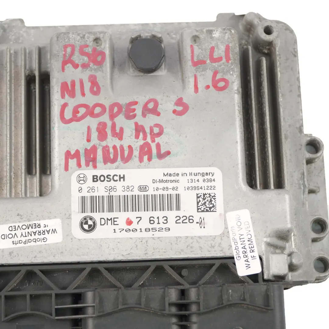 184PS Centralina Dme Cambio per Mini Cooper S R56 LCI N18 1.6 con numero di parte 7613226 Mini Cooper S R56 LCI N18 1.6 184PS Centralina Dme Cambio - SKU 7613226 - Numero di parte 7613226