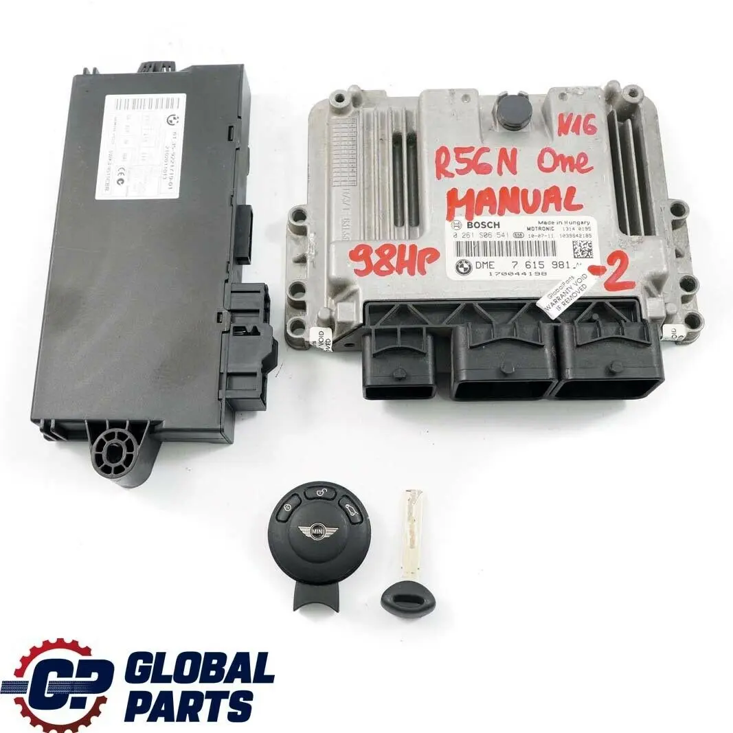 Mini One R55 R56 R57 LCI N16 1.6 Petrol Engine ECU Kit DME + CAS 3 + Key - SKU 7615981-2 - Part number 7615981