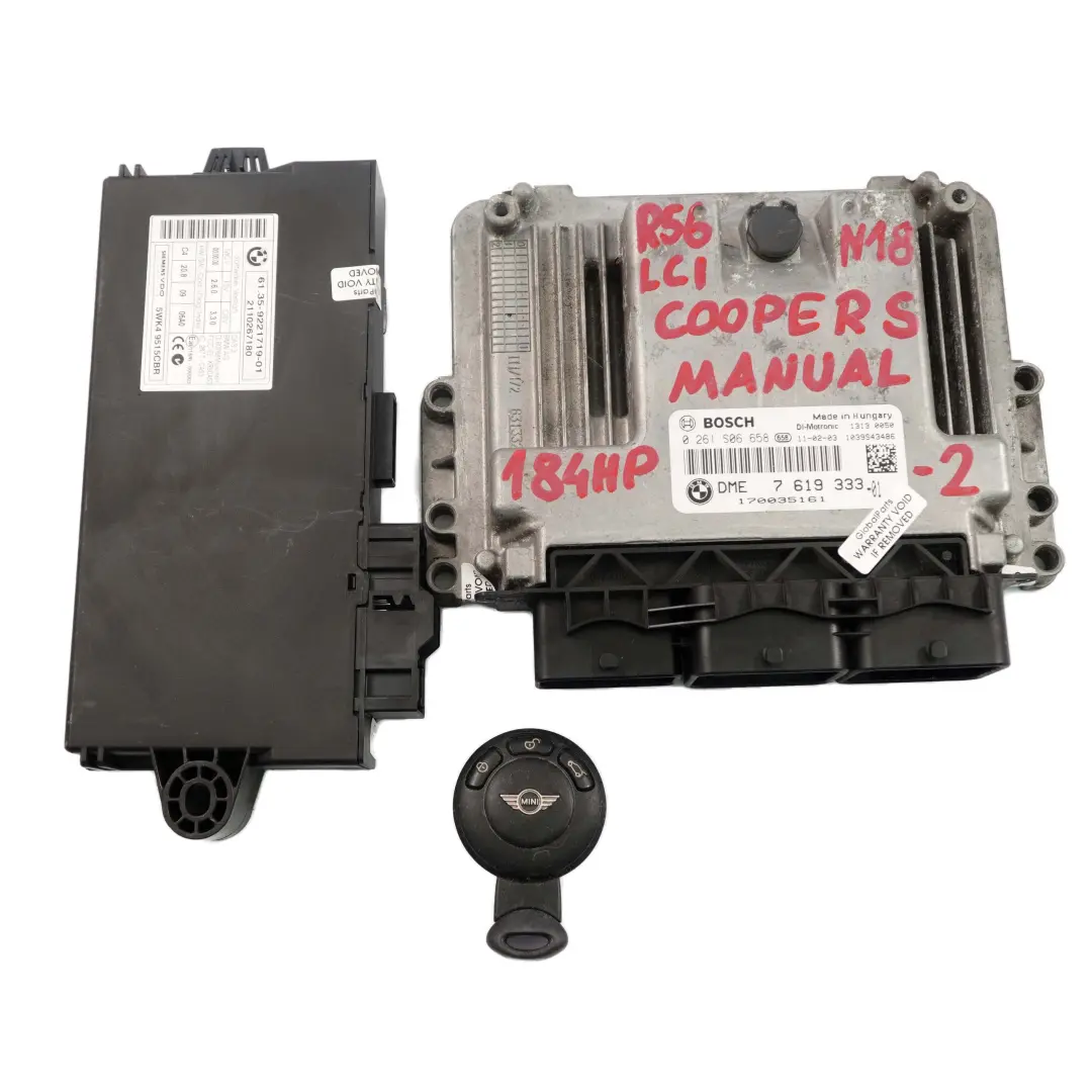 184HP Kit ECU DME + CAS3 + Llave Manual para Mini Cooper R55 R56 LCI N18 1.6 con número de pieza 7619333 Mini Cooper R55 R56 LCI N18 1.6 184HP Kit ECU DME + CAS3 + Llave Manual - SKU 7619333-2 - Número de pieza 7619333
