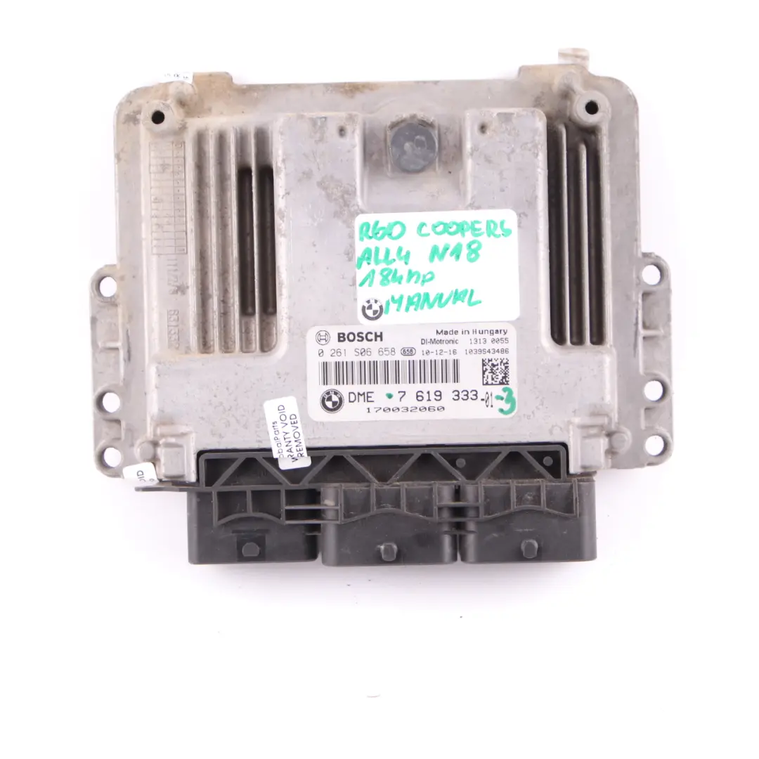 Mini Cooper S R60 N18 ALL4 1.6 184HP ECU Kit DME + CAS3 + Key Manual - SKU 7619333-3 - Part number 7619333
