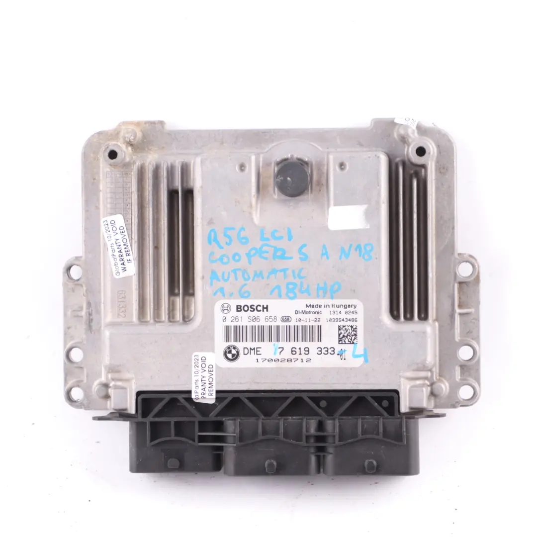 184HP ECU Unit Kit DME CAS3 Key to Mini Cooper S R56 LCI R60 N18 1.6 with Part number 7619333 Mini Cooper S R56 LCI R60 N18 1.6 184HP ECU Unit Kit DME CAS3 Key - SKU 7619333-4 - Part number 7619333