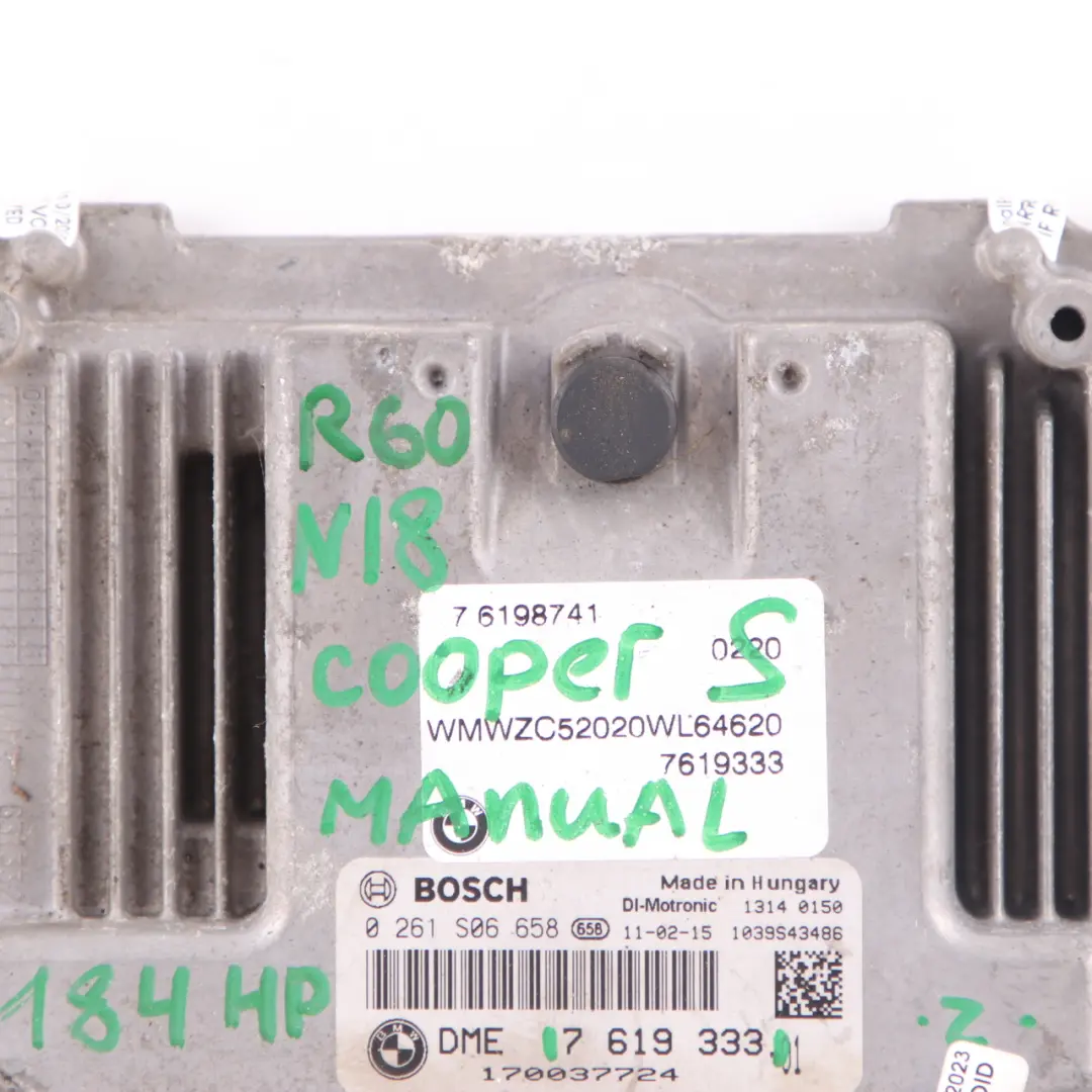 Mini Cooper R55 R56 LCI N18 1.6 184HP Kit ECU DME + CAS3 + Llave Manual - SKU 7619333 - Número de pieza 7619333