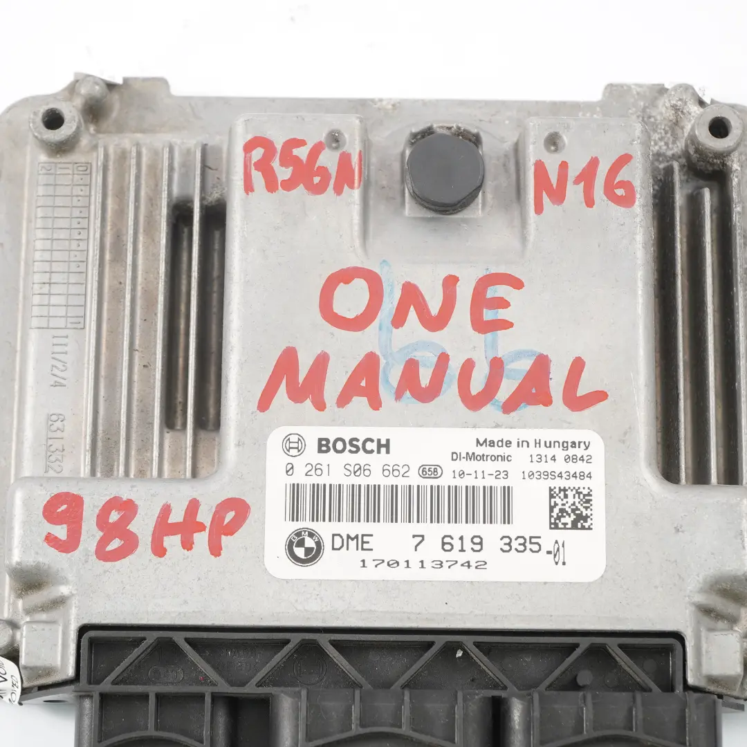 98HP Engine Control Unit ECU DME Manual to Mini One R56 LCI R60 N16 with Part number 7619335 Mini One R56 LCI R60 N16 98HP Engine Control Unit ECU DME Manual - SKU 7619335 - Part number 7619335