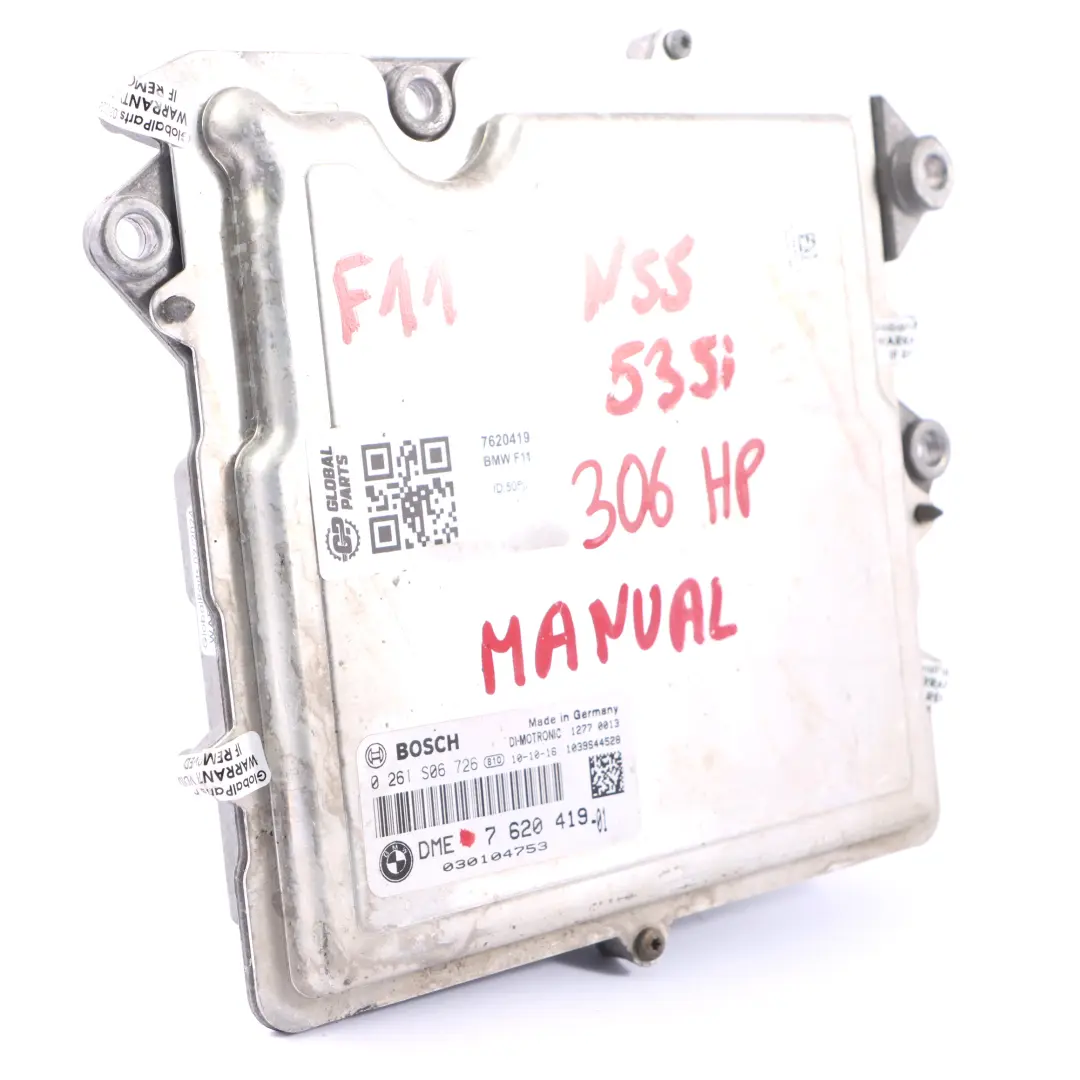 306HP N55 535i ECU Unidad de Control del Motor DME Manual para BMW F10 F11 con número de pieza 7620419 BMW F10 F11 306HP N55 535i ECU Unidad de Control del Motor DME Manual - SKU 7620419 - Número de pieza 7620419
