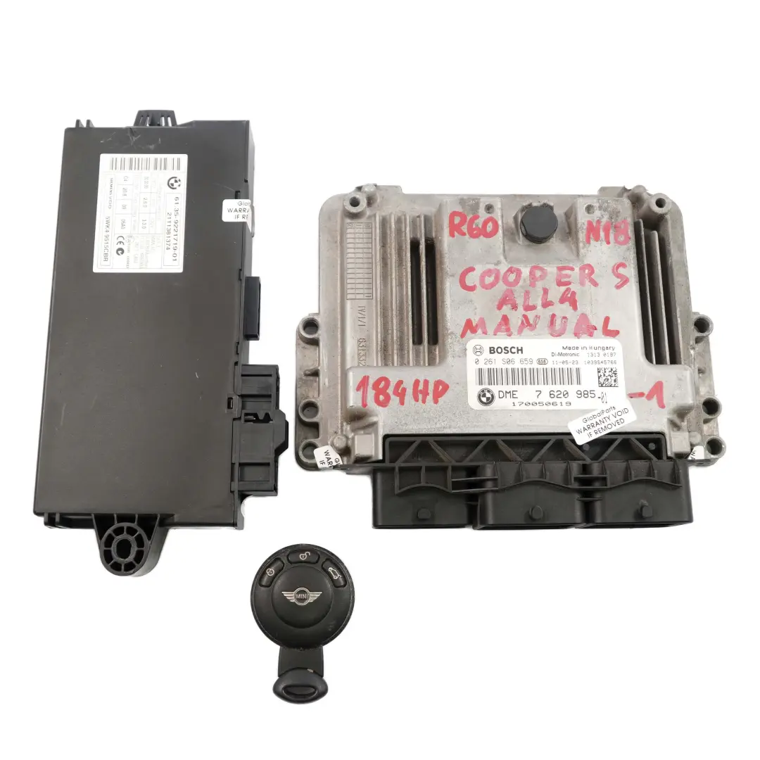 184HP ECU Kit Unit DME CAS3 + Key Manual Mini Cooper S R60 ALL4 N18 1.6 - SKU 7620985-1 - Part number 7620985