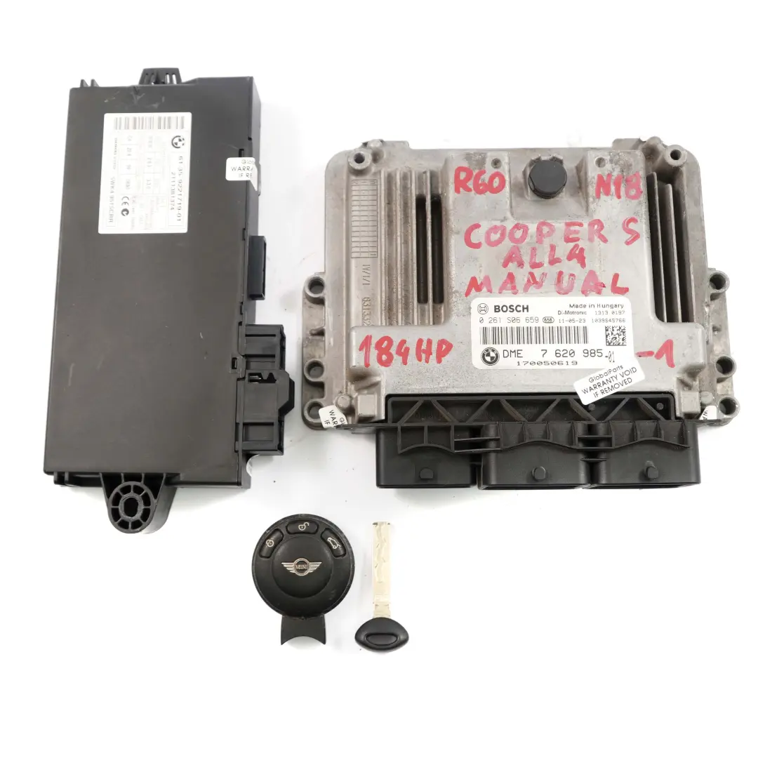 184HP ECU Kit Unità DME CAS3 Chiave Manuale per Mini Cooper R60 ALL4 N18 1.6 con numero di parte 7620985 Mini Cooper R60 ALL4 N18 1.6 184HP ECU Kit Unità DME CAS3 Chiave Manuale - SKU 7620985-1 - Numero di parte 7620985