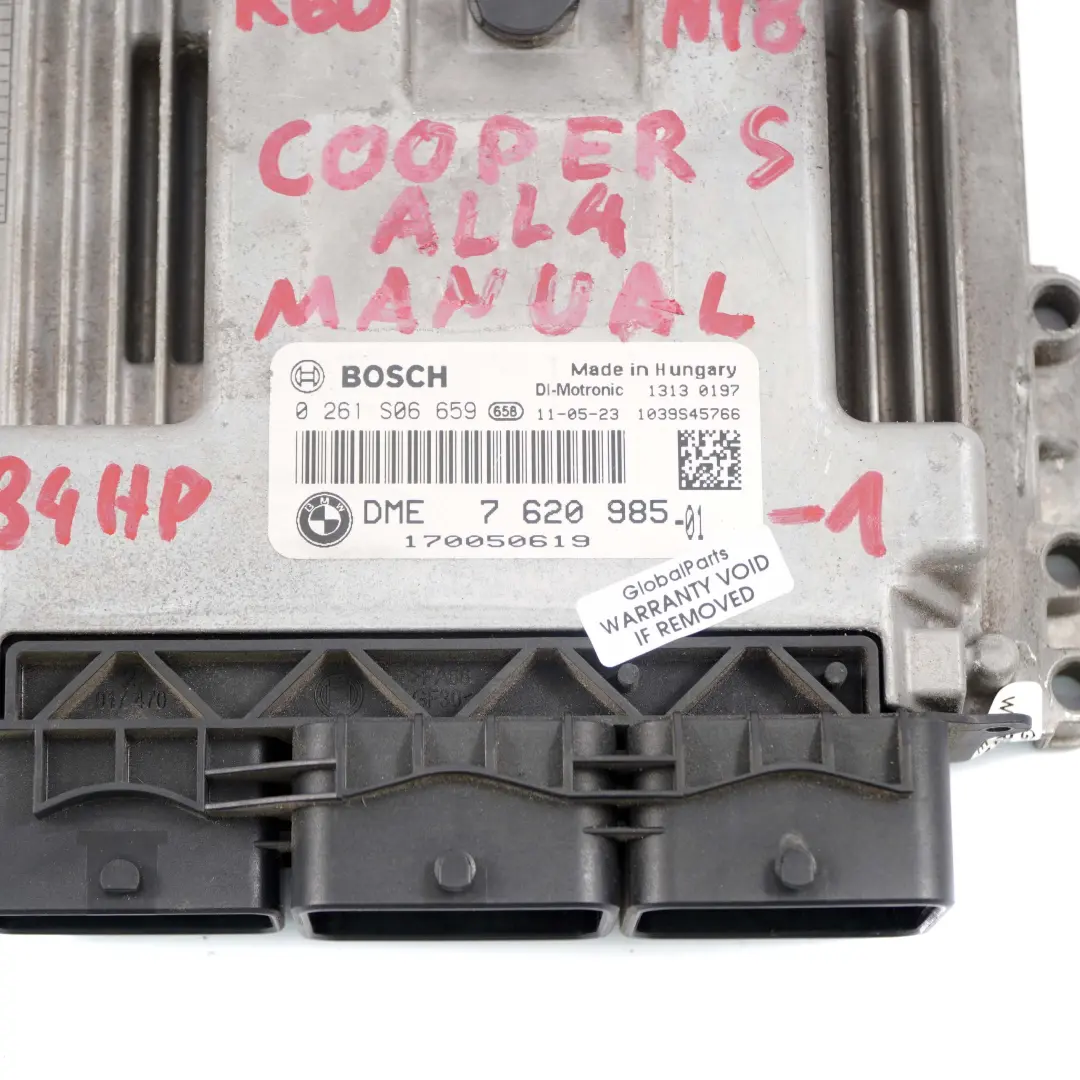 184HP ECU Kit Unit DME CAS3 + Key Manual Mini Cooper S R60 ALL4 N18 1.6 - SKU 7620985-1 - Part number 7620985