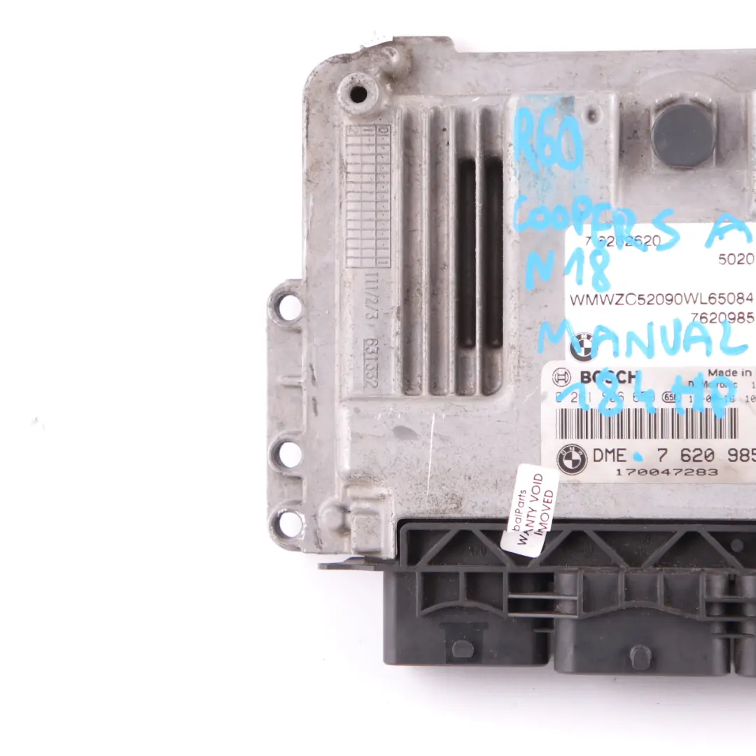184HP Engine Control ECU Unit DME Manual Mini Cooper S R60 ALL4 N18 1.6 - SKU 7620985-2 - Part number 7620985
