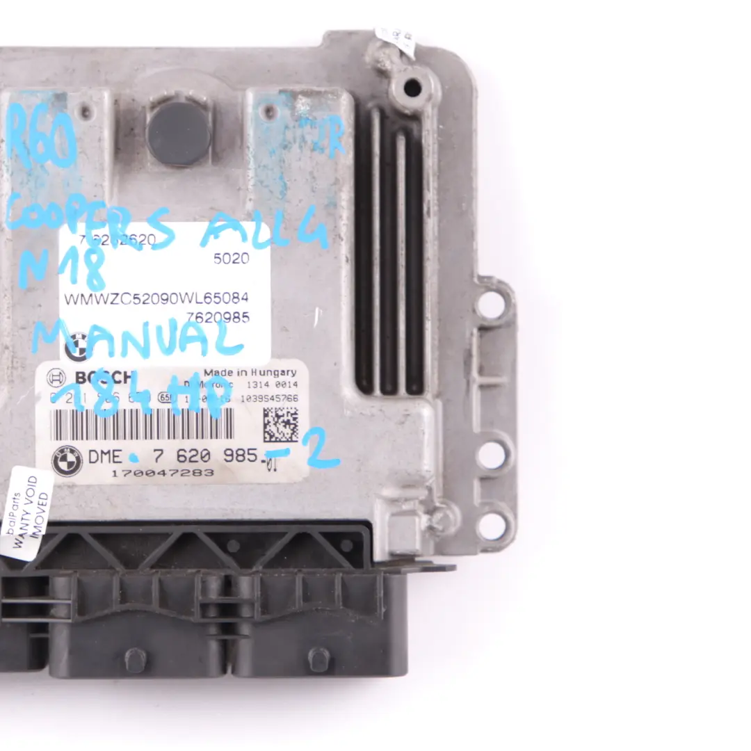 184HP Engine Control ECU Unit DME Manual Mini Cooper S R60 ALL4 N18 1.6 - SKU 7620985-2 - Part number 7620985