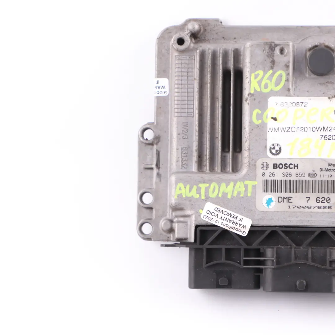 184HP Engine Unit ECU DME Automatic to Mini Cooper S R56 LCI R60 N18 1.6 with Part number 7620985 Mini Cooper S R56 LCI R60 N18 1.6 184HP Engine Unit ECU DME Automatic - SKU 7620985-4 - Part number 7620985