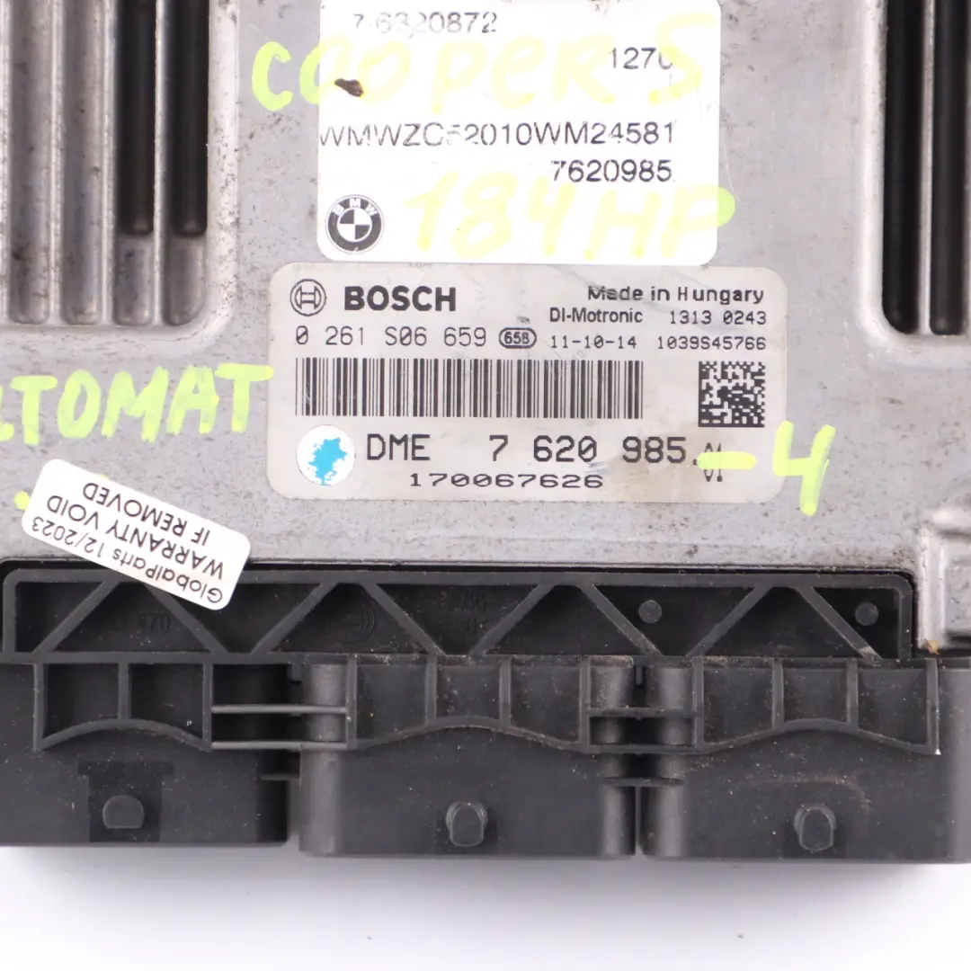 184HP Engine Unit ECU DME Automatic to Mini Cooper S R56 LCI R60 N18 1.6 with Part number 7620985 Mini Cooper S R56 LCI R60 N18 1.6 184HP Engine Unit ECU DME Automatic - SKU 7620985-4 - Part number 7620985