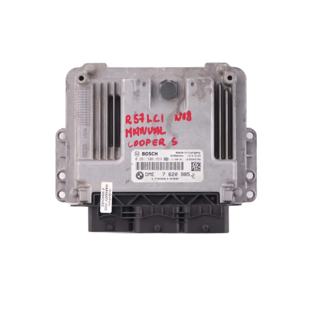 184HP ECU Engine Control Unit DME to Mini Cooper S R56 R57 LCI N18 1.6 with Part number 7620985 Mini Cooper S R56 R57 LCI N18 1.6 184HP ECU Engine Control Unit DME - SKU 7620985 - Part number 7620985