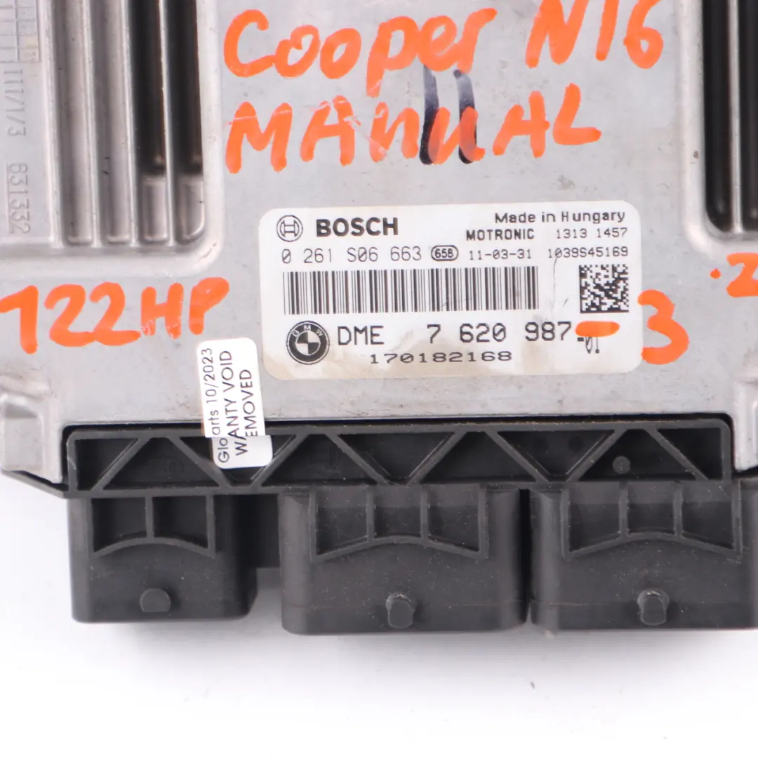  ECU Unit Mini Cooper R55 R56 LCI R60 Petrol N16 122HP Engine DME - SKU 7620987-3 - Part number 7620987