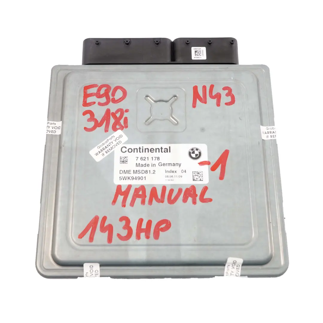 BMW E87 LCI E90 N43 118i 318i 143PS ECU Centralina Dme CAS3 Chiave - SKU 7621178-1 - Numero di parte 7621178