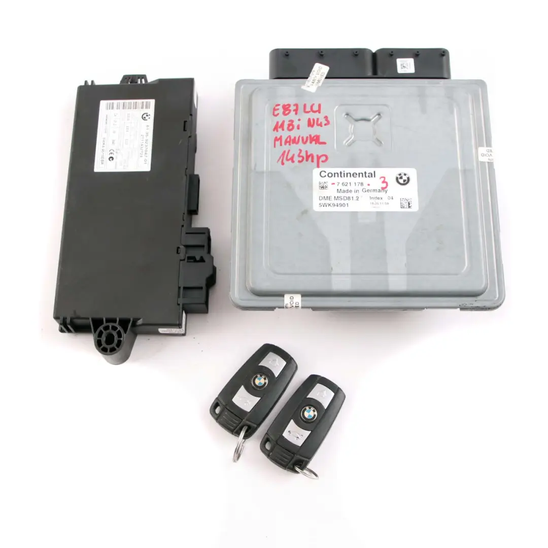 BMW E81 E87 LCI E90 N43 118i 318i ECU Kit DME CAS3 Keys Manual - SKU 7621178-3 - Part number 7621178