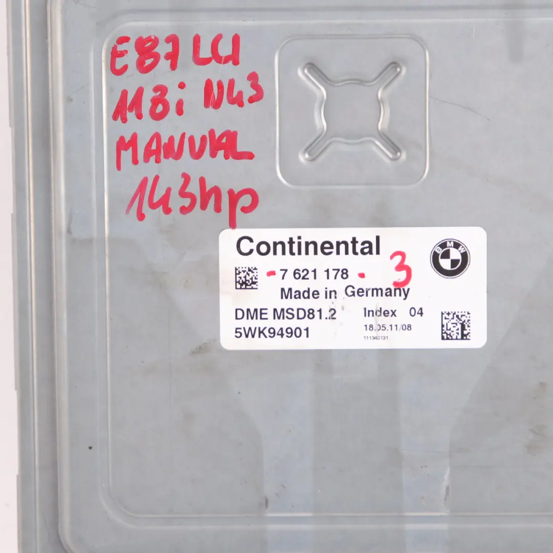 N43 118i 318i ECU Kit DME CAS3 Keys Manual to BMW E81 E87 LCI E90 with Part number 7621178 BMW E81 E87 LCI E90 N43 118i 318i ECU Kit DME CAS3 Keys Manual - SKU 7621178-3 - Part number 7621178
