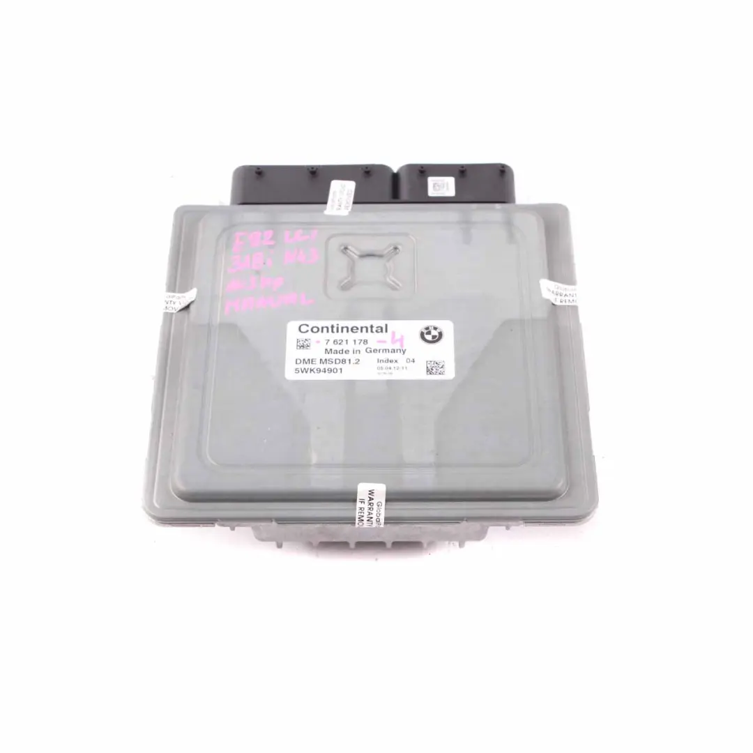 unidad control motor ECU DME de BMW E81 E87 LCI E90 N43 118i 318i para Manual con número de pieza 7621178 Manual unidad control motor ECU DME de BMW E81 E87 LCI E90 N43 118i 318i - SKU 7621178-4 - Número de pieza 7621178