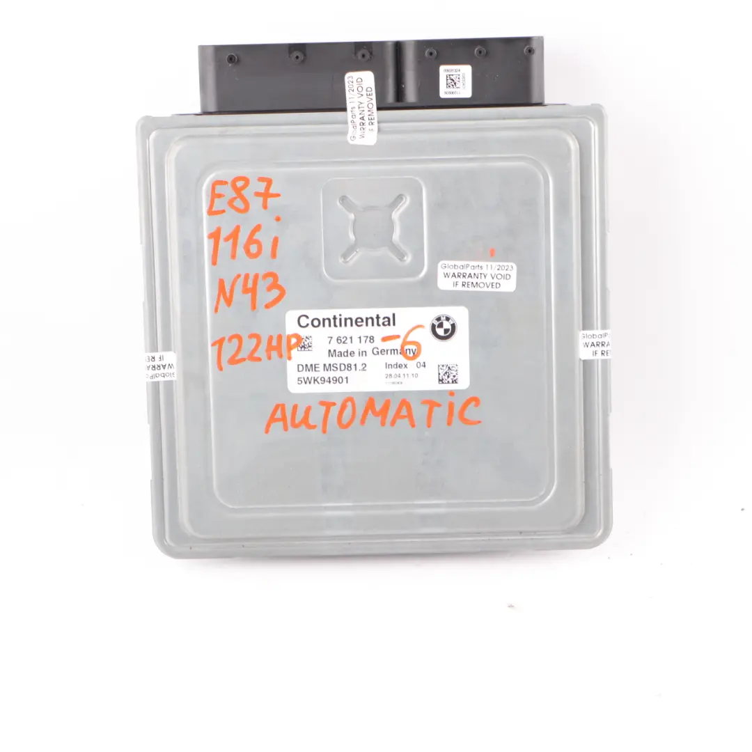 N43 122HP Sterownik Silnika DME Automat do BMW E81 E87 LCI E90 o numerze 7621178 BMW E81 E87 LCI E90 N43 122HP Sterownik Silnika DME Automat - SKU 7621178-6 - Numer Części 7621178