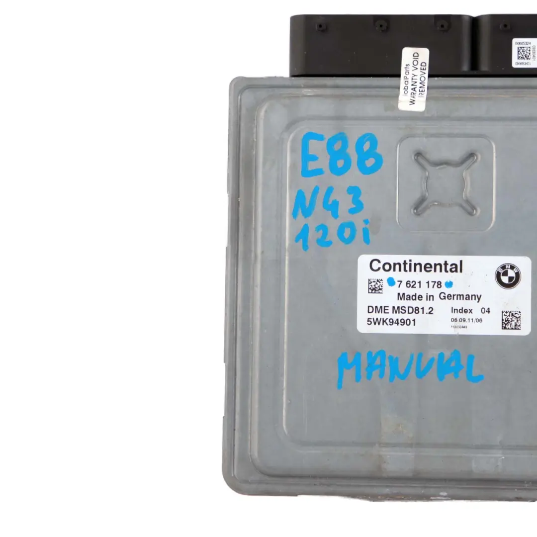 N43 120i 320i Engine Control Unit ECU DME Manual to BMW E81 E87 LCI E90 with Part number 7621178 BMW E81 E87 LCI E90 N43 120i 320i Engine Control Unit ECU DME Manual - SKU 7621178 - Part number 7621178