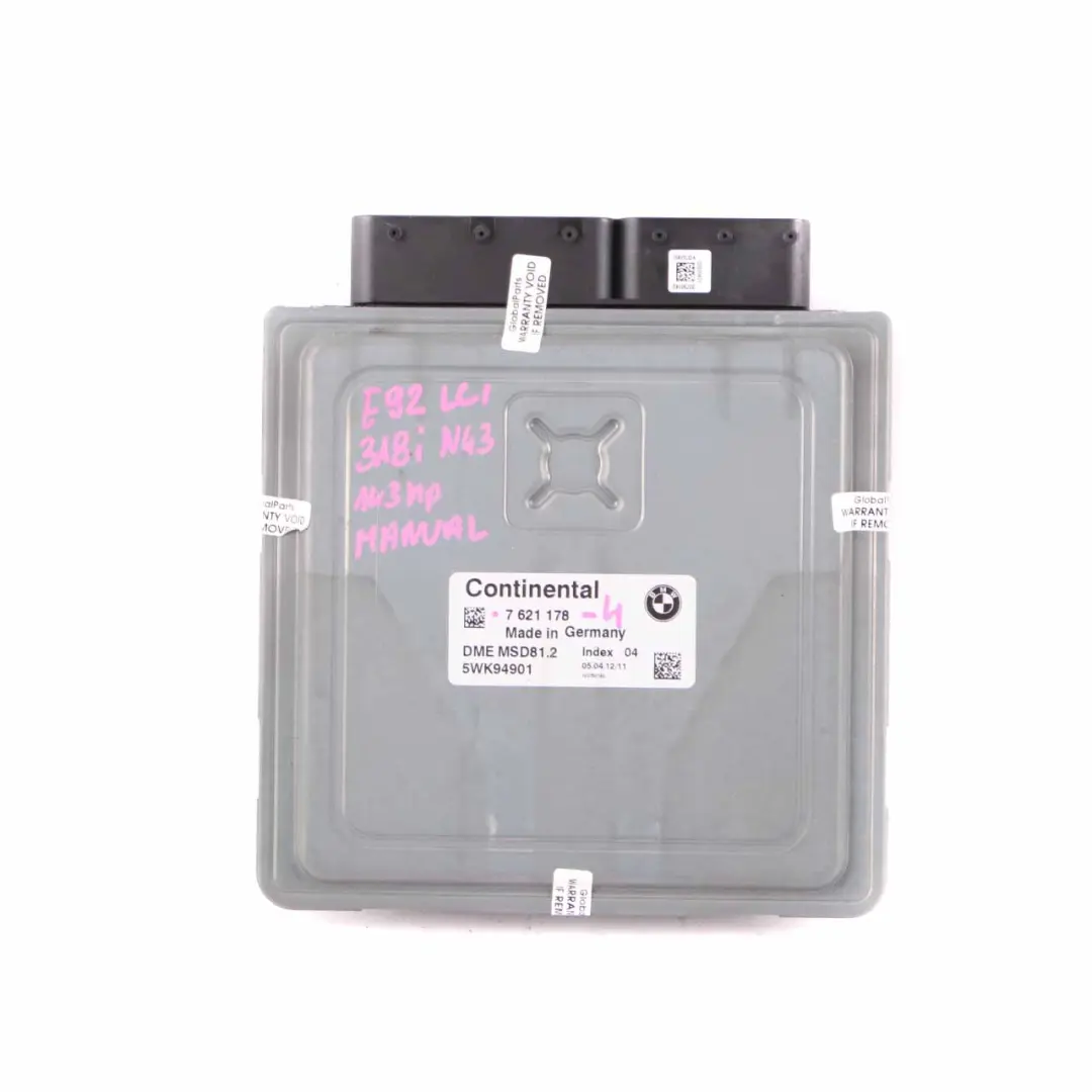 BMW E81 E87 LCI E90 N43 120i 320i Calculateur Moteur DME Manuel - SKU 7621178 - Numéro de pièce 7621178