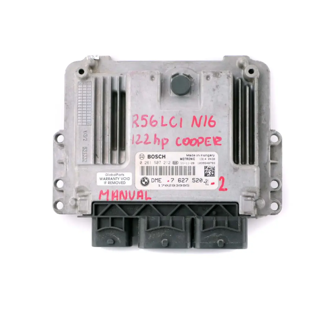 Mini R55 R56 LCI R60 Cooper N16 1.6 122HP Engine ECU Kit DME CAS3 + Key - SKU 7627520-2 - Part number 7627520