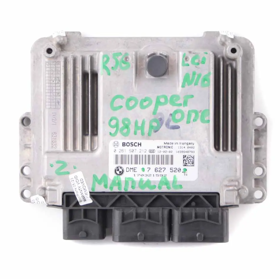 98HP Engine ECU DME Manual to Mini R55 R56 LCI R60 One N16 1.6 with Part number 7627520 Mini R55 R56 LCI R60 One N16 1.6 98HP Engine ECU DME Manual - SKU 7627520 - Part number 7627520
