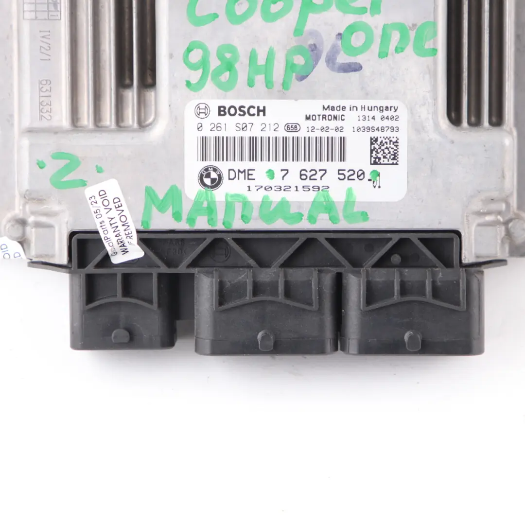 98HP Engine ECU DME Manual to Mini R55 R56 LCI R60 One N16 1.6 with Part number 7627520 Mini R55 R56 LCI R60 One N16 1.6 98HP Engine ECU DME Manual - SKU 7627520 - Part number 7627520