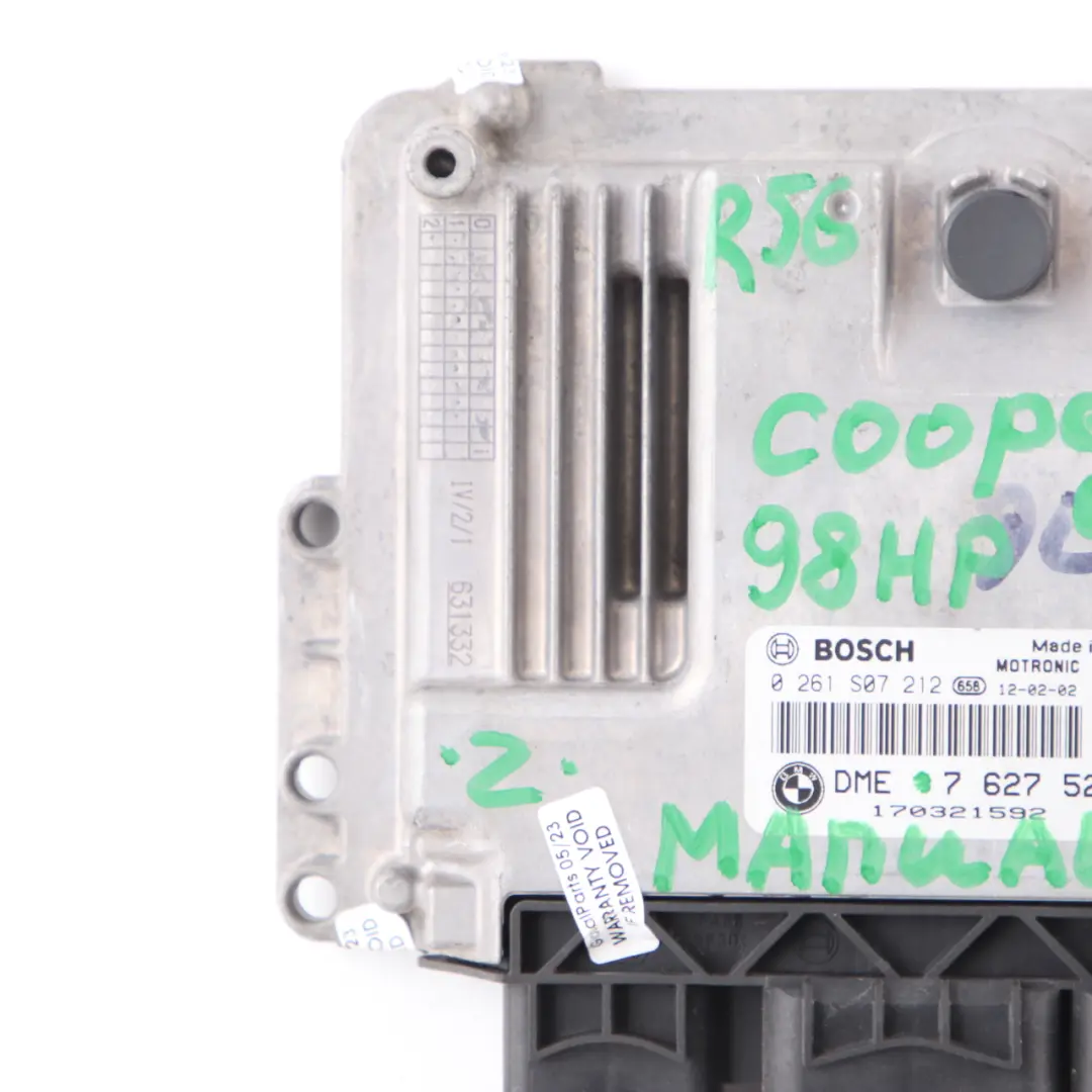 98HP Centralina Motore DME Manuale per Mini R55 R56 LCI R60 One N16 1.6 con numero di parte 7627520 Mini R55 R56 LCI R60 One N16 1.6 98HP Centralina Motore DME Manuale - SKU 7627520 - Numero di parte 7627520