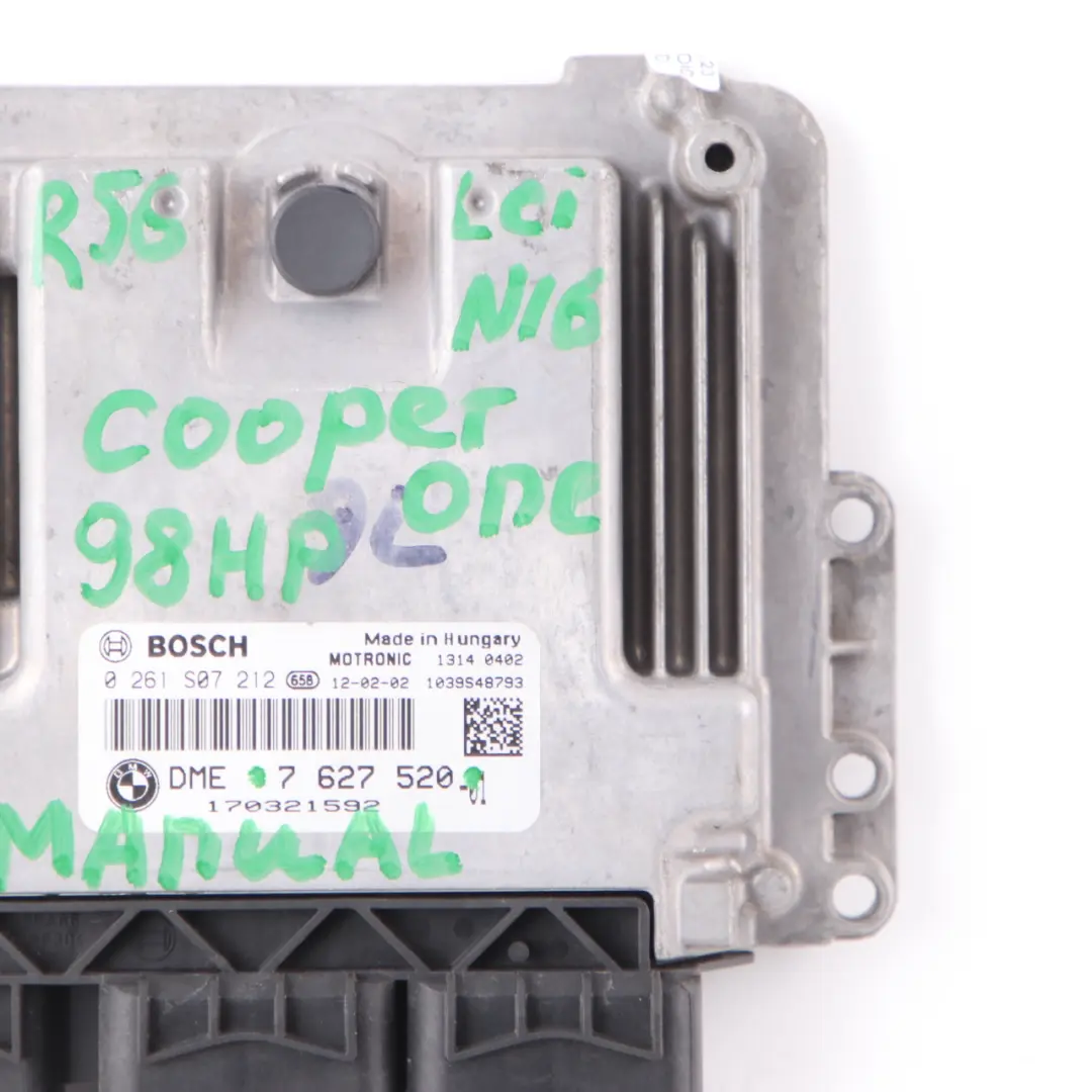Mini R55 R56 LCI R60 One N16 1.6 98HP Engine ECU DME Manual - SKU 7627520 - Part number 7627520