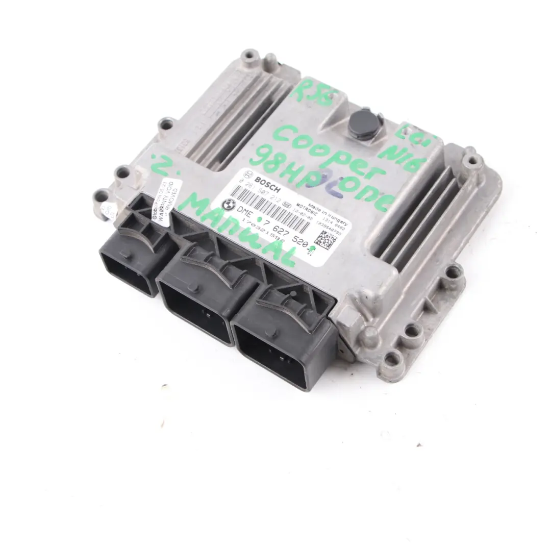 Mini R55 R56 LCI R60 One N16 1.6 98HP Calculateur Moteur DME Manuelle - SKU 7627520 - Numéro de pièce 7627520