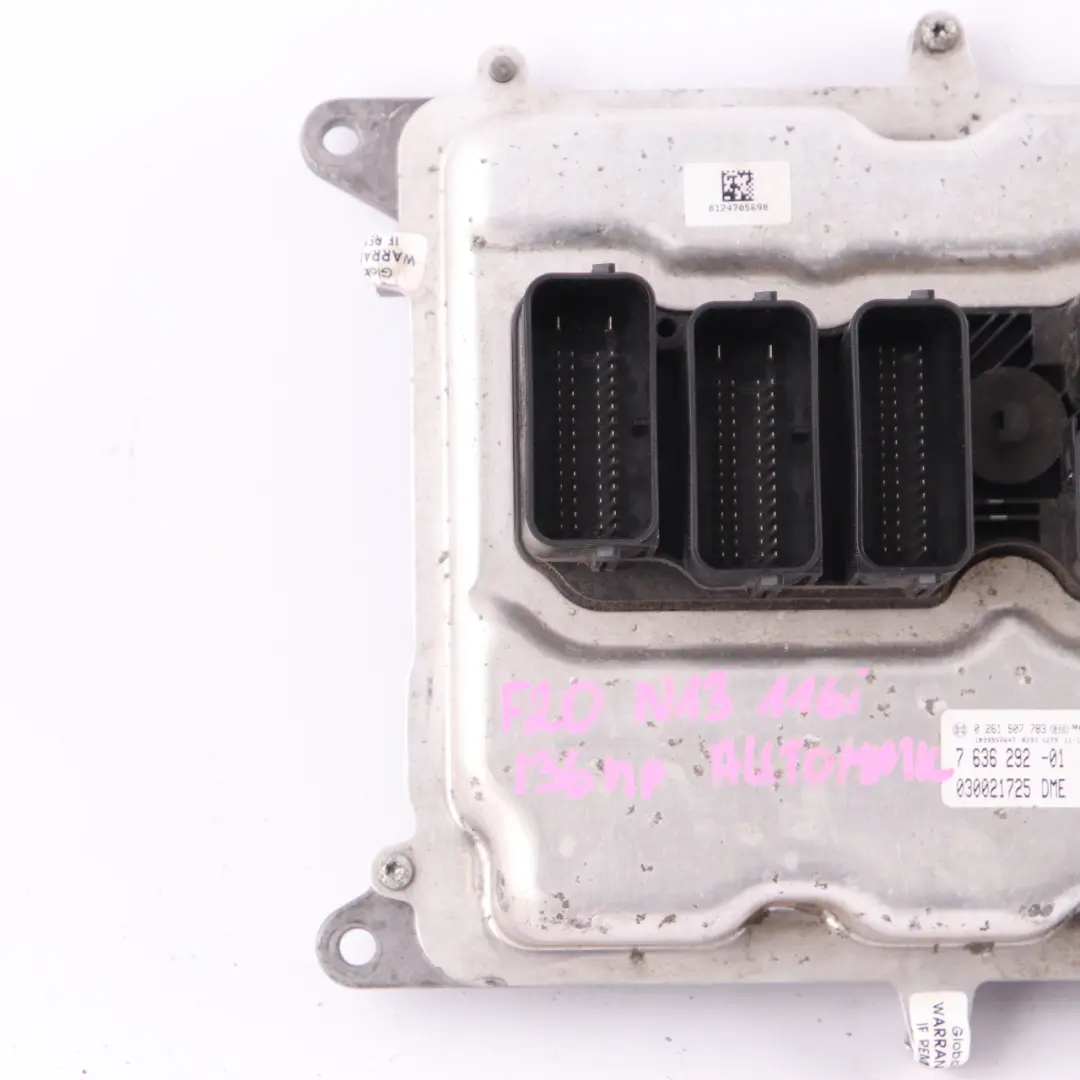 136HP Engine Control Unit ECU DME Automatic to BMW F20 F30 116i 316i N13 with Part number 7636292 BMW F20 F30 116i 316i N13 136HP Engine Control Unit ECU DME Automatic - SKU 7636292-3 - Part number 7636292