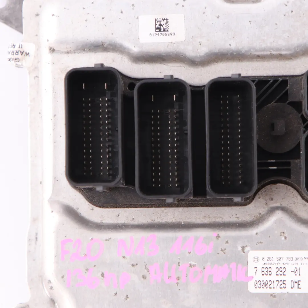 136HP Engine Control Unit ECU DME Automatic to BMW F20 F30 116i 316i N13 with Part number 7636292 BMW F20 F30 116i 316i N13 136HP Engine Control Unit ECU DME Automatic - SKU 7636292-3 - Part number 7636292