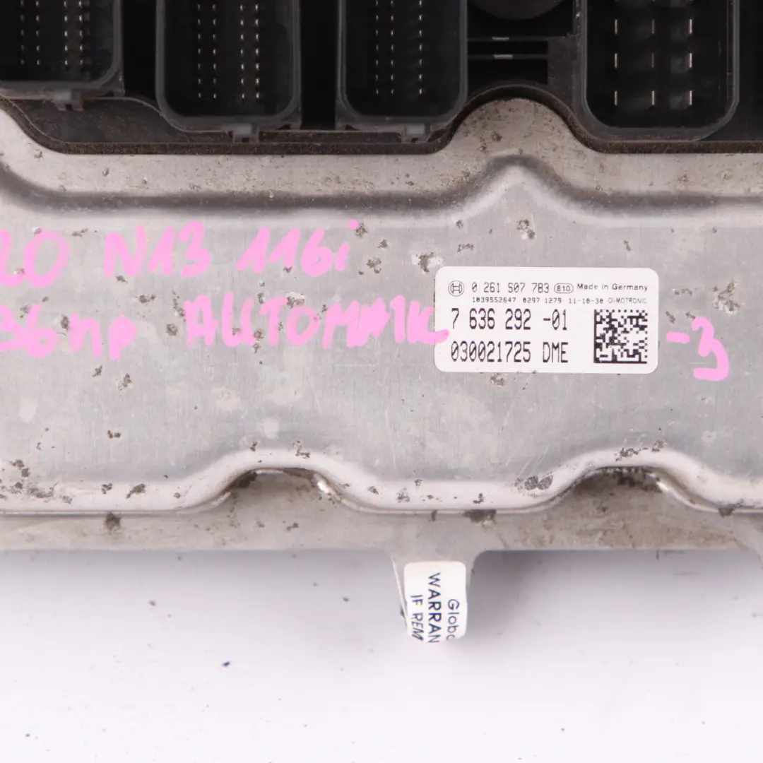 BMW F20 F30 116i 316i N13 136HP Engine Control Unit ECU DME Automatic - SKU 7636292-3 - Part number 7636292
