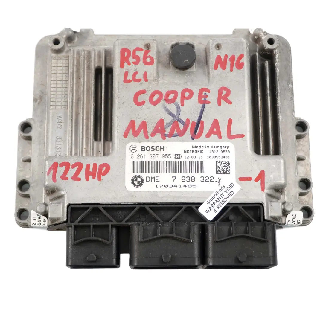 Mini Cooper R56 LCI N16 1.6 122HP Petrol Engine ECU Kit DME + CAS3 + Key - SKU 7638322-1 - Part number 7638322