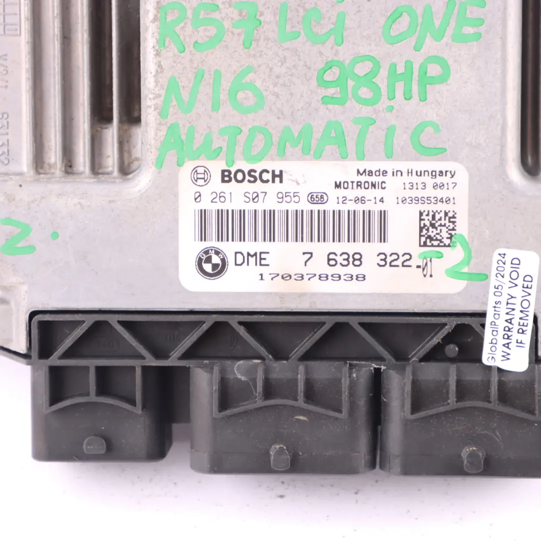 Mini One R56 LCI N16 98HP Motor ECU Kit DME CAS3 Schlüssel Automatik - SKU 7638322-2 - Teilenummer 7638322
