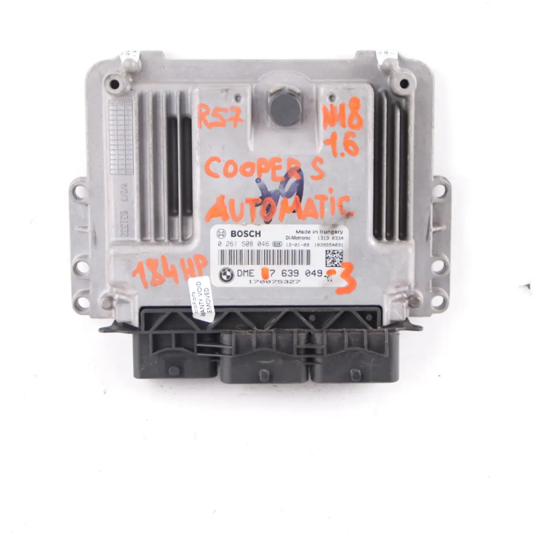 Mini Cooper S R56 LCI N18 1.6 Engine Control Unit ECU Kit DME CAS 3 Key - SKU 7639049-3 - Part number 7639049