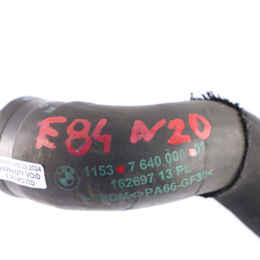 Cooling Hose BMW E84 N20 Petrol Engine Water Coolant Heat Exchanger Pipe to with Part number 7640000 Cooling Hose BMW E84 N20 Petrol Engine Water Coolant Heat Exchanger Pipe - SKU 7640000 - Part number 7640000