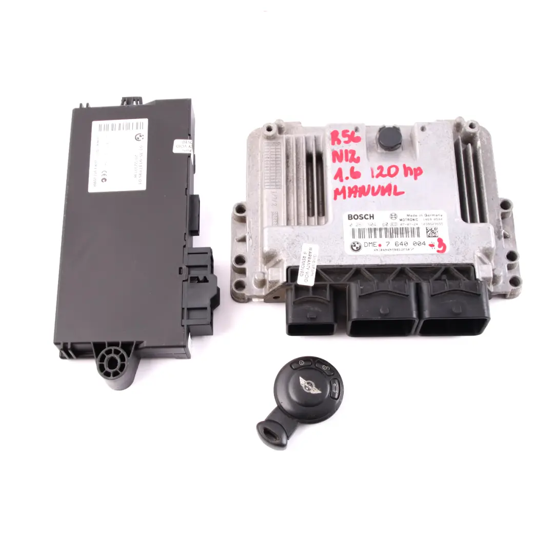 120HP Petrol ECU Kit DME CAS3 Key Manual to Mini Cooper R56 Engine N12 1.6 with Part number 7640004 Mini Cooper R56 Engine N12 1.6 120HP Petrol ECU Kit DME CAS3 Key Manual - SKU 7640004-3 - Part number 7640004