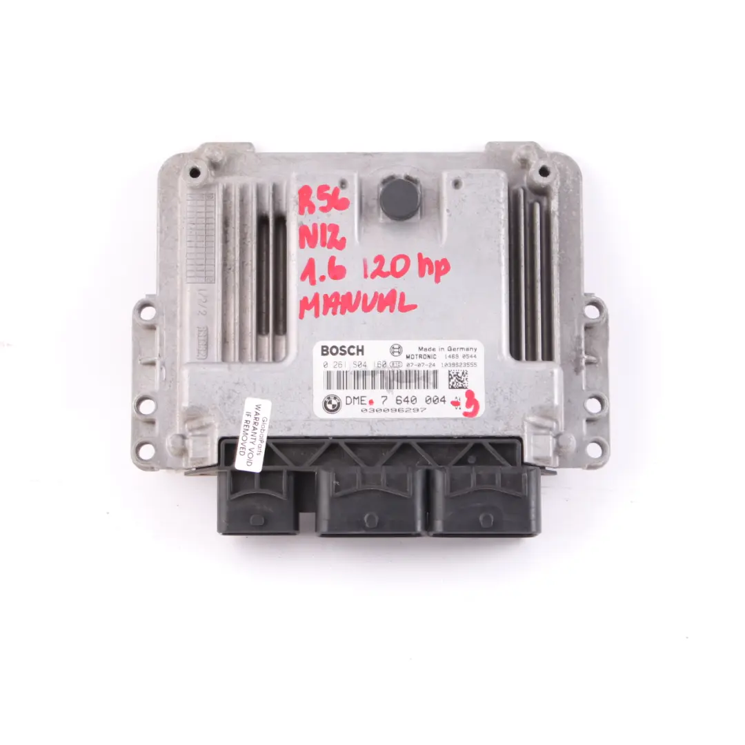 Mini Cooper R56 Engine N12 1.6 120HP Engine Control ECU Kit DME Manual - SKU 7640004-3 - Part number 7640004