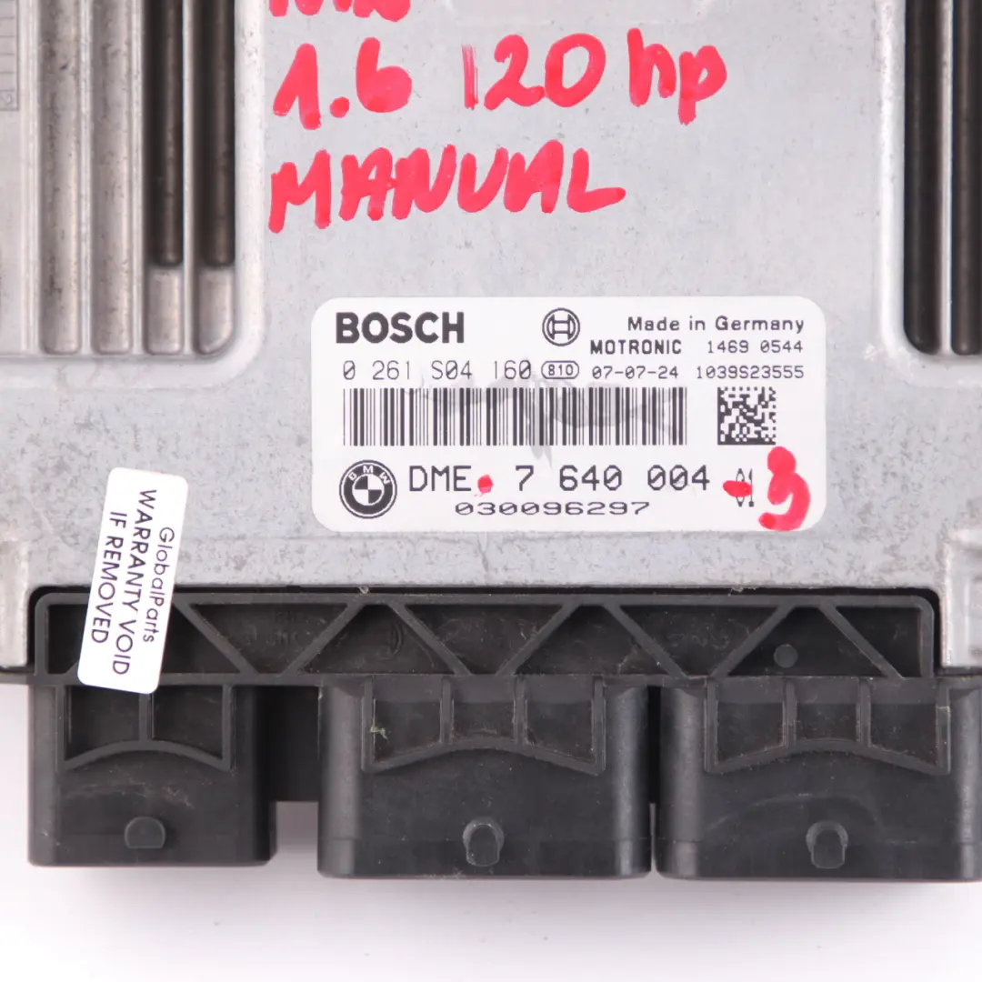 Mini Cooper R56 Engine N12 1.6 120HP Petrol ECU Kit DME CAS3 Key Manual - SKU 7640004-3 - Part number 7640004
