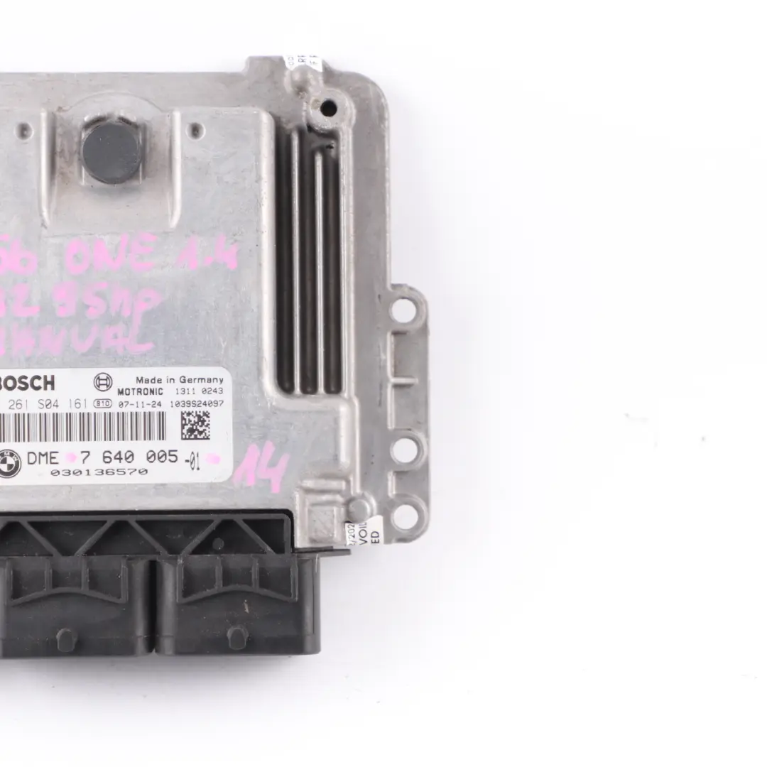 95HP Engine Control Unit ECU DME to Mini One R55 R56 R57 Petrol N12 1.4 with Part number 7640005 Mini One R55 R56 R57 Petrol N12 1.4 95HP Engine Control Unit ECU DME - SKU 7640005-14 - Part number 7640005