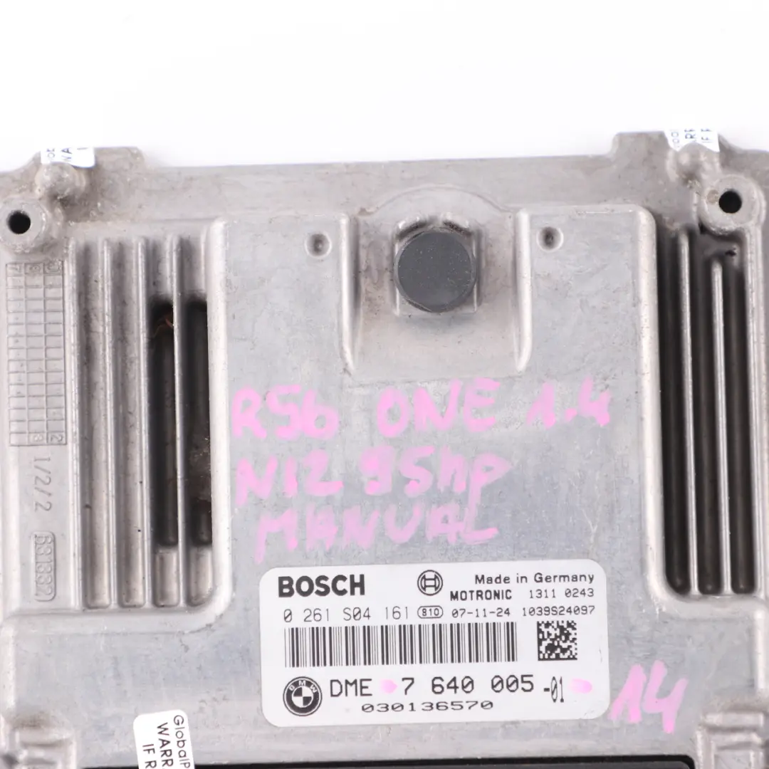 Mini One R55 R56 R57 Petrol N12 1.4 95HP Engine Control Unit ECU DME - SKU 7640005-14 - Part number 7640005